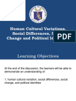 Human Cultural Variations, Social Differences, Social Change and Political Identities