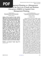 Crisis Management Planning As A Management Technique For The Survival of Small and Medium Enterprises (SMES) in Uganda Crisis Management Planning