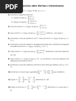 Exercícios Sobre Matrizes e Determinantes