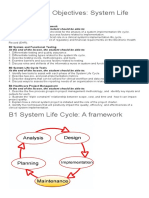 B.1 Learning Objectives: System Life Cycle: at The End of The Lesson, The Student Should Be Able To