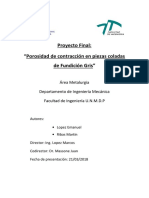 Porosidad de Contracción en Piezas Coladas de Fundición Gris