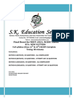 Booster Mock Test For NEET