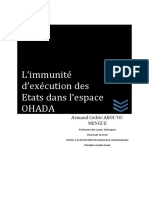 Immunité D'exécution de L'espace OHADA Revue