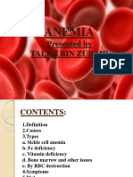 Anemia: Presented by Talha Bin Zubair