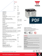 Yuasa Technical Data Sheet: The World's Leading Battery Manufacturer