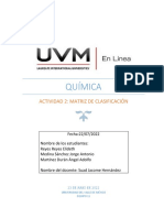 Química: Actividad 2: Matriz de Clasificación