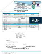 CLASS PROGRAM For SY 2022-2023 Grade Four - ROSE: Paniqui South Central Elementary School