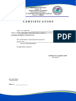 Certification: Department of Education Schools Division of Zambales Sto. Rosario Integrated School