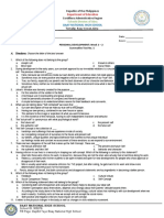 Personal Development: Week 1 - 2 Summative Test No. 1: Baay National High School