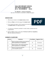 Nabala Secondary School Mid Year Examination Year 11 Economics 2016