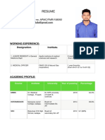 Resume: DR Dulla Rahul Krishna Provisional Registration No. APMC/FMR/108392 PH No. 8886036236