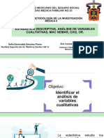 ESTADÍSTICA DESCRIPTIVA, ANÁLISIS DE VARIABLES CUALITATIVAS, MAC NEMAR, CHI2, OR. - Sánchez Flores Sofia Esmeralda