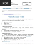 LP - Transitividade Verbal (8° Ano)