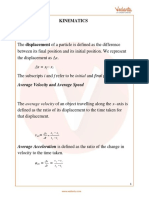 JEE Main Kinematics Revision Notes - Free PDF Download