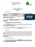 Terms of Reference Audit of Project Financial Statements (Project Name) I. Background