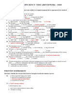 English Proficiency Test (Reviewer) - 2018: Part I. Structure