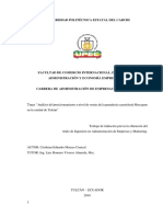 Análisis Del Posicionamiento y Nivel de Ventas de La Panaderia y Pasteleria Mercapan en La Ciudad de Tulcán.