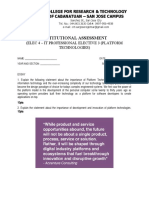 Institutional Assessment: (Elec 4 - It Professional Elective 3 (Platform Technologies)