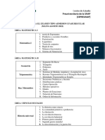 Temario para El Examen Tipo Admision I Fase Regular Mayo-Agosto 2022