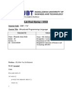 Lab Final (Spring - 2022) : CSE - 112 Structured Programming Language