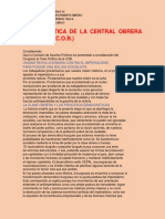 Katy. Tesis Política de La Central Obrera Boliviana