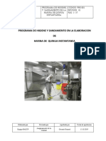 Programa de Higiene Y Saneamiento en La Elaboracion DE Harina de Quinua Instantanea