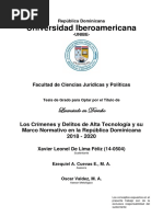 Los Crímenes y Delitos de Alta Tecnología y Su Marco Normativo en La República Dominicana