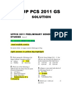 UPPCS General Studies 2011 Answers