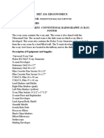 Mit 124: Ergonomics: Course Instructor: Credit Hours: 45Hrs The Manual Taken-Conventional Radiography (X-Ray) System