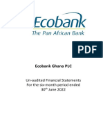 Ecobank Ghana PLC: Un-Audited Financial Statements For The Six-Month Period Ended 30 June 2022