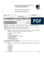 Licenciatura en Arquitectura Programa de Asignatura