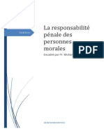 La Responsabilité Pénale Des Personnes Morales