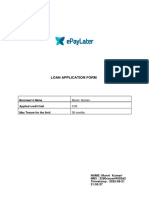 Loan Application Form: Borrower's Name Applied Credit Limit Max Tenure For The Limit