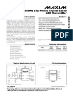 300Mhz-To-450Mhz Low-Power, Crystal-Based Ask Transmitter: General Description Features