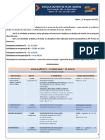 3º Ano A - Cronogramas de Avaliações - 3º Bimestre