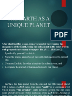 The Earth As A Unique Planet