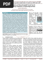 Application of Mann Kendall Trend Test and Sen's Slope Estimator To Hydrological Data