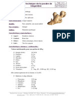 Fiche Technique de La Poudre de Gingembre