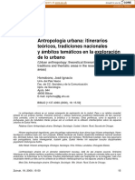 Antropología Urbana: Itinerarios Teóricos, Tradiciones Nacionales y Ámbitos Temáticos en La Exploración de Lo Urbano