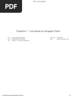 Chapitre 1 - Les Bases Du Langage Pyton