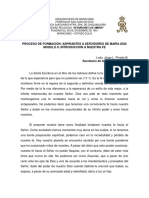 Proceso de Formación: Aspirantes A Servidores de María 2020 Modulo Ii: Introducción A Nuestra Fe