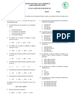 Evaluación Octavo Grado