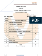 CBSE Class 11 Business Studies Syllabus