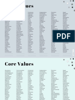 Core Values List 192 Personal Values Alphabetical Order Horizontal Grey Green Pink Beige SaturdayGift