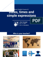 Slides Curso de Ingles Basico A1 Fechas Horas y Expresiones Simples PPTX