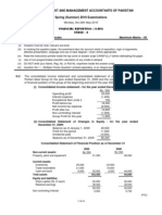 Institute of Cost and Management Accountants of Pakistan Spring (Summer) 2010 Examinations