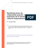 M. Teresa Prado (1985) - Manifestaciones de Religiosidad Popular Como Expresión de La Identidad Cultural Hispanoamericana