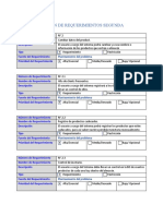 Especificación de Requerimientos Segunda Versión