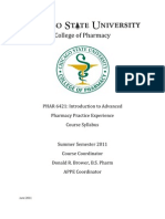 College of Pharmacy: PHAR 6421: Introduction To Advanced Pharmacy Practice Experience Course Syllabus