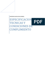 Especificaciones Tecnicas y Condiciones de Cumplimiento